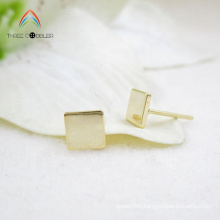 Y0103 High Quality Metal Copper Findings Gold Small Square Ear Stud With Closed Ring Earrings Accessories